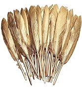 FeelfunFeather 120pcs Gold Goose Cochettes Feather Natural Bulk 4-6 inch 10-15cm for Wedding Part...