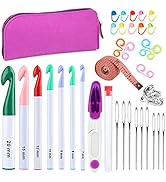 7 Sizes Crochet Hooks Set (7mm-20mm) with 9 Pcs Large-Eye Blunt Needles, Huge Plastic Crochet Hoo...