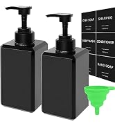 Black Soap Dispenser with Waterproof Labels, Plastic Hand Soap Dispenser for Bathroom, Thickened ...