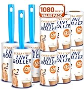 RINOVIQ Sticky Lint Roller 1080 Sheets with 3 Handles, 3.9 Inch Rolls (120 Sheets Each), Pet Hair...
