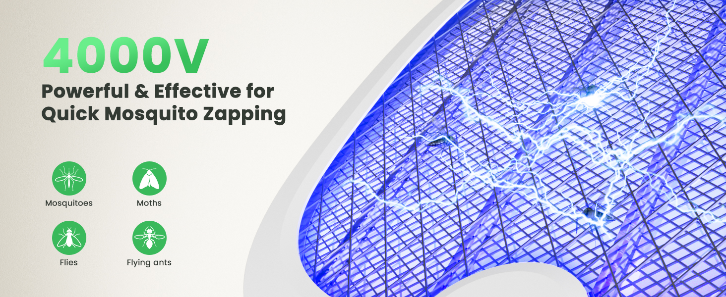 Electric Fly Swatter Foldable Bug Zapper Racket