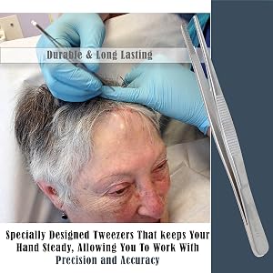 Premium Quality Stainless Steel Blunt Serrated LAB Medical Tweezer Suturing First Aid Emergency Tool