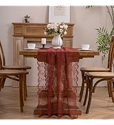 Winotic Terracotta Lace Table Runner with Floral Embroidered(1pcs 28”x118”) | Wedding Decor, 10ft...