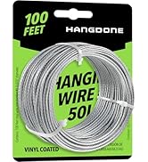 HANGDONE Coated Picture Hanging Wire #6 50lbs 100-Feet, Flexible Steel Wire 14 Gauge for Hang Up ...