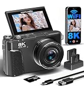 8K 88MP Vlogging Camera for YouTube with Autofocus,32GB TF Card & Batteries | 3" 180° Flip Screen...