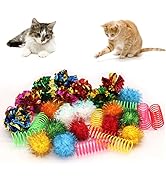 LASOCUHOO Cat Toys, 30PCS Interactive Cat Toy Pack Including Cat Crinkle Balls, Cat Sparkle Balls...