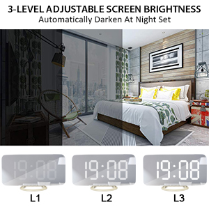3 level brightness alarm clocks for bedrooms