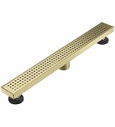 AVSIILE Linear Shower Floor Drain, Brushed Gold 24 Inch 304 Stainless Steel Bathroom Drains Kit, ...