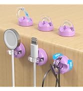 Rotatable Magnetic Cable Clips, Smooth Adjustable Cord Holder, Under Desk Cable Management, Adhes...