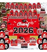 Red and Black Graduation Decorations 2026 - Grad Card Box, Congrats Grad Banner, Class of 2026 Ba...