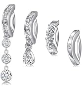 QWALIT Dangle Belly Button Rings Clicker Belly Ring Silver Belly Button Rings Surgical Steel Dang...