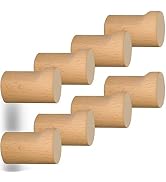 DINGEE 8 Pack Wood Wall Hooks,Natural Wooden Coat Hooks Wall Mounted,Heavy Duty Wooden Pegs for H...