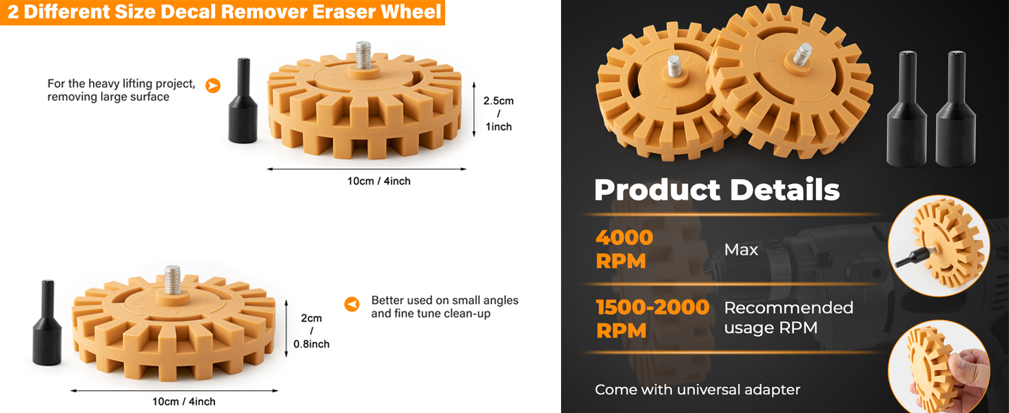 Car Decal Remover Wheel Set