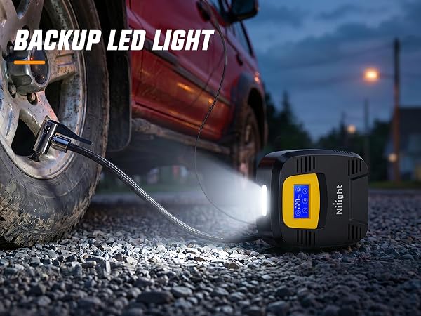 Nilight Portable tire inflator with pressure gauge
