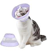 QIYADIN Soft Cat Cone, Adjustable Cat Recovery Collar After Surgery, Breathable E-Collar for Cats...