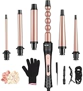 6 in 1 Curling Iron, Professional Curling Wand Set, Fast Heating Hair Curler with 6 Interchangeab...