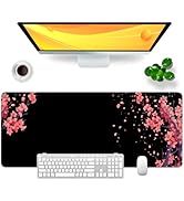 Cherry Blossom Mouse Pad Japan Large Gaming Mouse Mat Flower 31.5x11.8x0.12 inch XL Black and Pin...