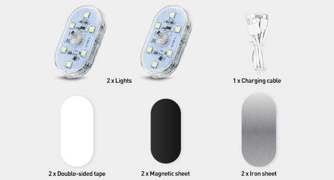 Nilight 2pcs wireless car interior light package included