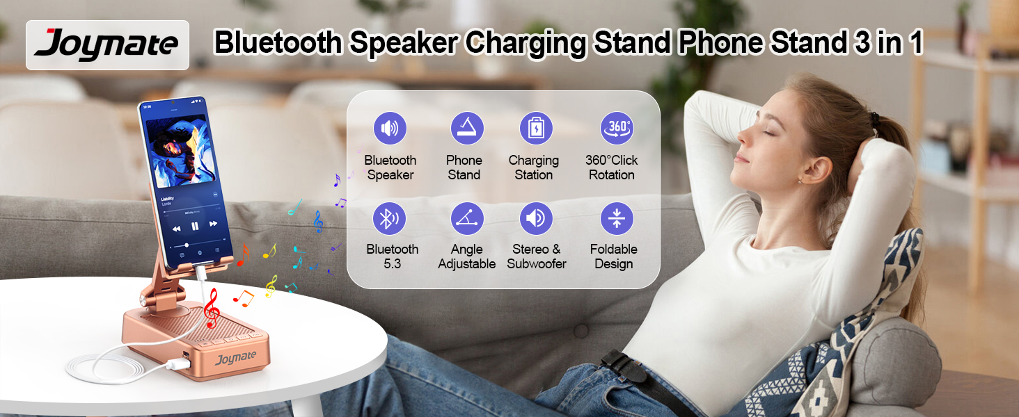 Phone stand with Bluetooth speaker