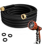 Flexible Garden Hose 15FT, High Output Water Hose, Lightweight, Abrasion Resistant Outdoor Hose w...