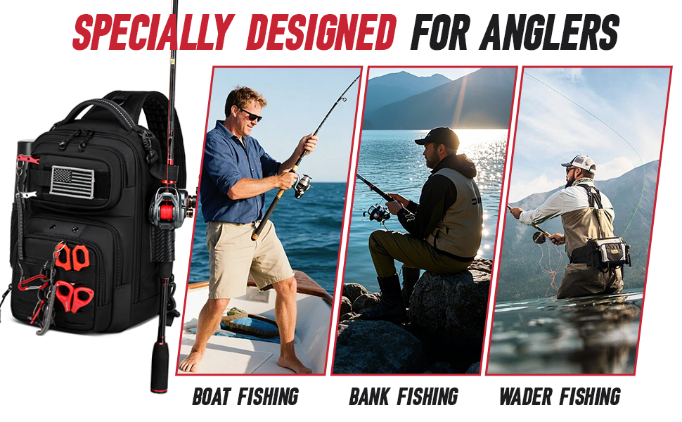 Fishing Sling Pack, Fishing Bag With Rod Holder