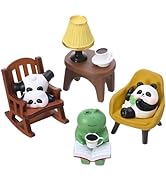 GGSTDDUP Cute Miniature Panda Frog Figurines, 6 Piece Funny Resin Frog Cat Sculpture Drink Coffee...