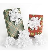 HUIHUANG White Bows for Gift Wrapping, White Curly Ribbon Bows Self Adhesive Burst Gift Bow for C...