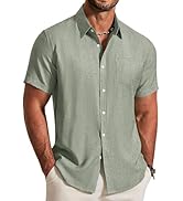 COOFANDY Mens Button Down Shirt Short Sleeve Casual Shirts Summer Beach Textured Shirts with Pocket