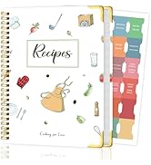 Recipe Book to Write in Your Own Recipes, Blank Cookbook with 175 Pages for Family Cooking Lover,...