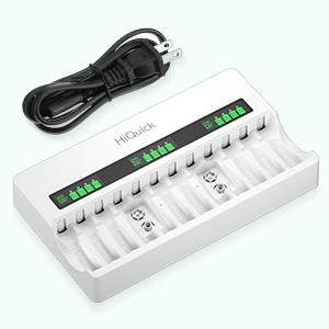 HiQick Fast Battery Charger with LED for AA/AAA/9V NiMH/NiCd&9V Li-ion Rechargeable Battery