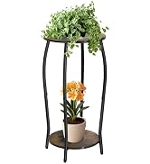 Uniqcovosa Plant Stand Indoor, 2 Tier Tall Wood Plant Stand, 4-Leg Floor Corner Plant Stands, Hea...