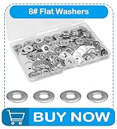 Yinpecly 200pcs 8# Flat Washers OD 7/16'', 304 Stainless Steel Washers,SAE Metal Washers for Scre...