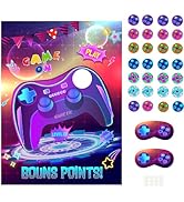 PLULON Pin The Button on The Video Game Party Game Kids Birthday Big Poster with Controller Butto...