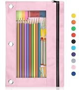 Shemira Pencil Pouch for 3 Ring Binder, Binder Pencil Pouch with Smooth Zipper, Clear Window Penc...