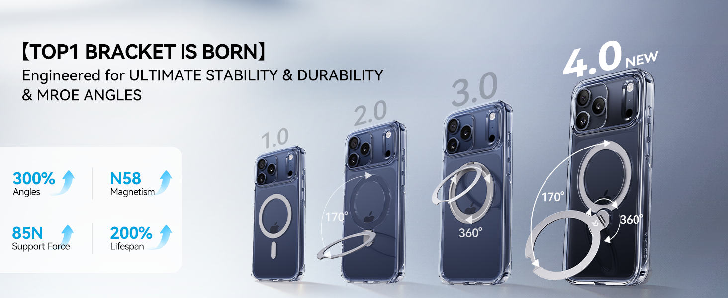 Clear for iPhone 17 Pro Max Case with 360 Spin Magnetic Stand