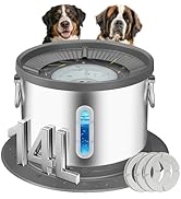 UPSKY 14L No Spill Dog Water Bowl, Stainless Steel Spill Proof Dog Bowl with Water Window, Dual-S...