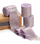 KEOSREE Light Purple Silk Chiffon Ribbon,Lavender Frayed Shimmery Silk Ribbon for Bridal Flower B...