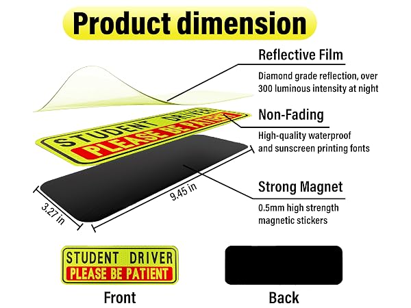 4 PCS Student Driver Magnet for Car