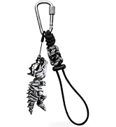 GABOX Dinosaur Skeleton Carabiner Keychain with Polyester Paracord Strap - Rotating Lock Clip - 3...