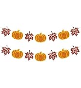 Alynta Fall Thanksgiving Banner Garland Fall Decorations Pre-Strung Glitter | Pumpkin Maple Leave...