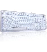 ZDawnn Gaming Keyboard with Retro Punk Typewriter Style. Blue Switch, Stylish White Backlight and...