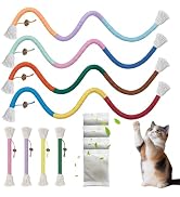 HoneyGuaridan Cat Chew Ropes 8Pcs, Cat Toys for Indoor Cats with Refillable Natural Catnip, Safe ...