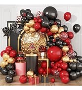 Red and Black Balloons Arch Kit, 108 Pcs Double Stuffed Red Black Gold Balloons Garland Kit with ...