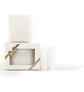 HUIHUANG White Velvet Ribbon 2 inch Handmade Fring Frayed Velvet Fabric Ribbon for Gift Wrapping,...