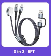 5FT Travel Essentials for Apple Watch Charger,Multi Charging Cable for iPhone 17,iWatch Charger U...