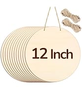 Philorn 12Pcs Wood Circles for Crafts 12 Inch Unfinished Wooden Door Hanger Sign, DIY Wood Blanks...
