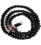 vv8oo Mala Beads Bracelet Black Sandalwood Round Stretch Elastic Hand String 108 Beads - Tibetan ...