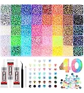 Zefy 40 Colors Resin Jelly Rhinestones for Bedazzling, 3mm 40000 Pcs Flatback Gems for Crafting, ...