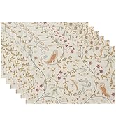 QIYI Boho Placemats Set of 6, 12x18 Inch Linen Fabric Place Mats for Kitchen Dinning, Farmhouse R...