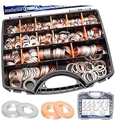maierke 1160PCS Crush Washer Oil Drain Plug,18 Sizes Copper and Aluminum Oil Drain Plug Gasket As...